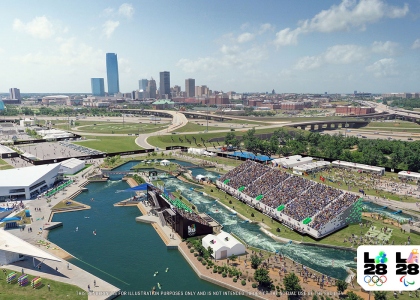 LA28 Olympics Rendering of the Whitewater Center for Canoe Slalom and Kayak Cross in Oklahoma City