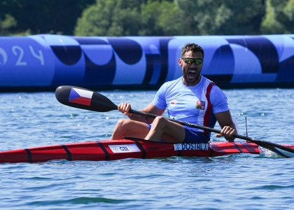 Josef Dostal canoe kayak sprint Olympics Paris 2024 celebration