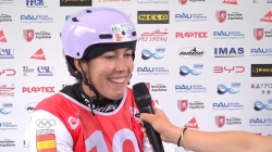 "MERCI BEAUCOUP!" Miren Lazkano after winning GOLD in the Kayak Cross in Pau!