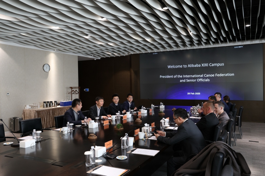 The ICF leadership team met with Alibaba Cloud officials in Hangzhou ICF canoe kayak Alibaba Cloud AI meeting Hangzhou 2025