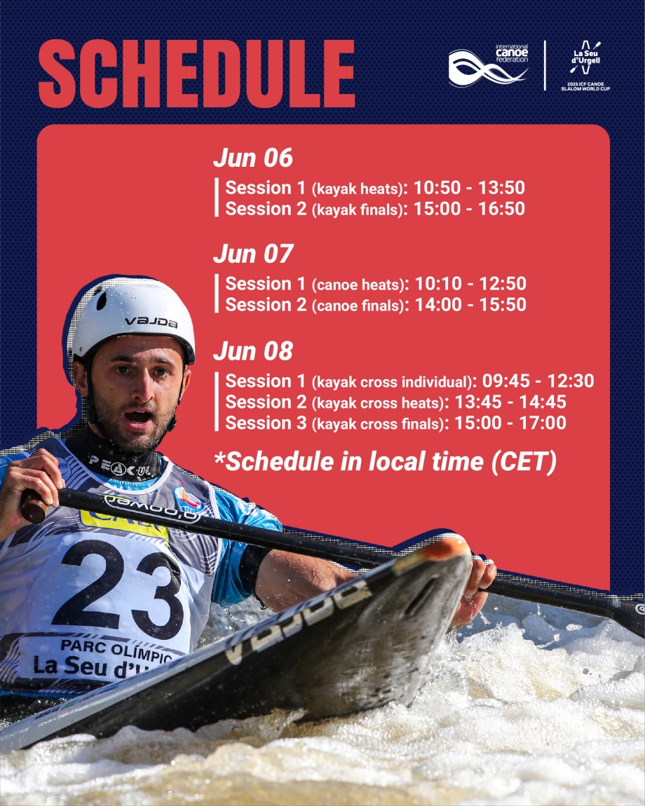 Live streaming schedule for ICF Canoe Slalom World Cup in La Seu